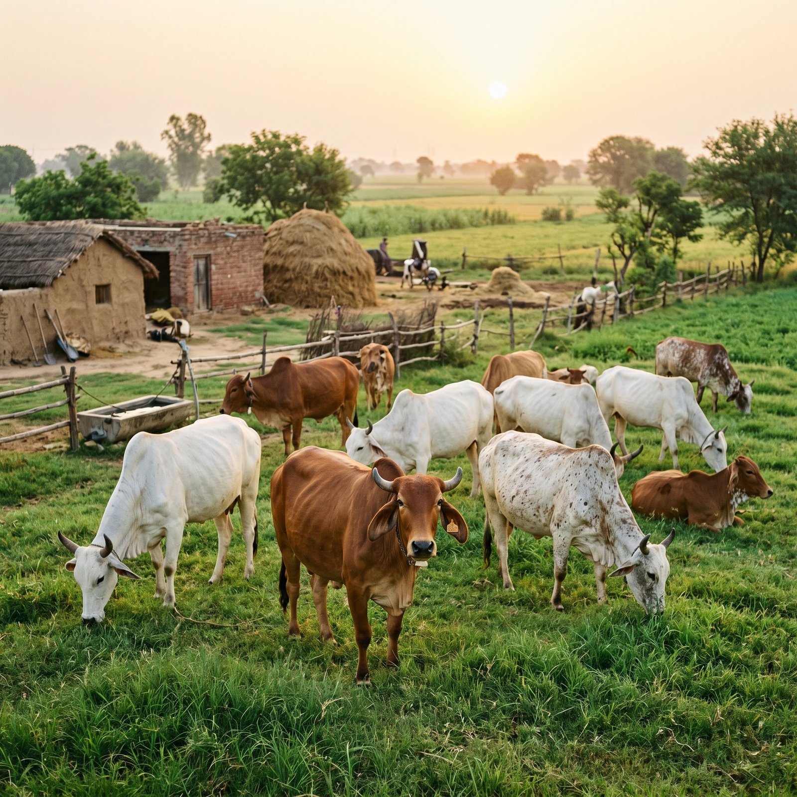 Our happy Desi cows freely grazing at Fatehabad farm